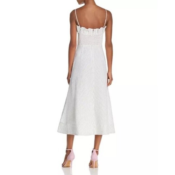 NWOT Rebecca Taylor Sleeveless Stripe Ruffle Dress In Blue Combo - Picture 2 of 8